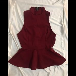 Burgundy peplum top